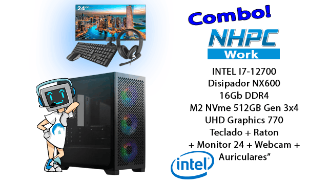 Combo! Pc NHPC Work Gamma Intel Core I7-12700 / 16GB / 512GB